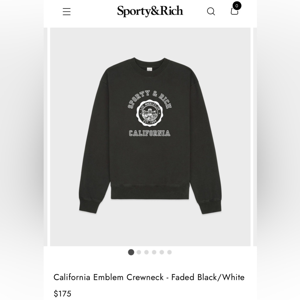 Sporty & Rich Black And White Crewneck